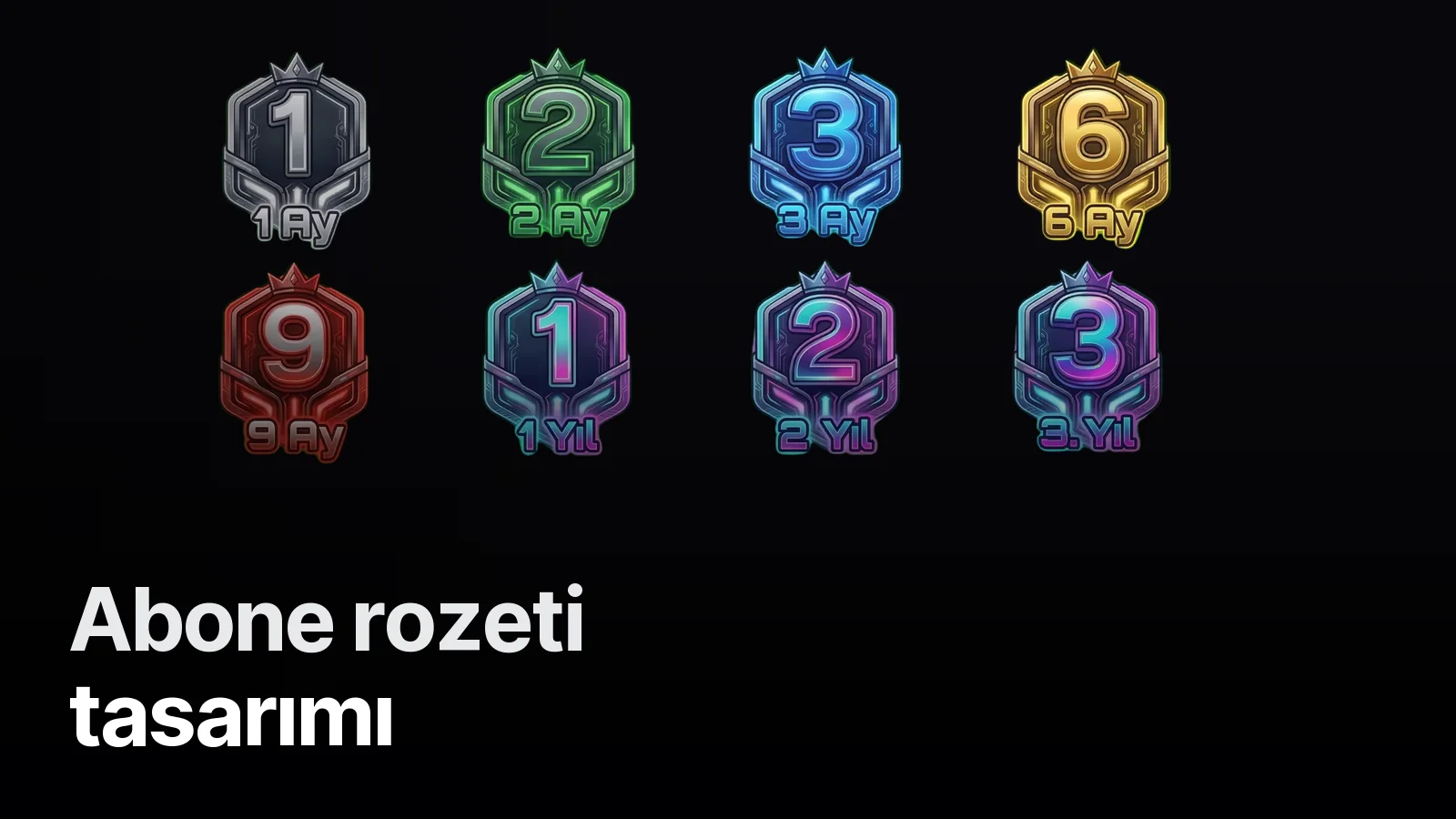 TheBesstTV için sekiz kademeli abone rozeti seti