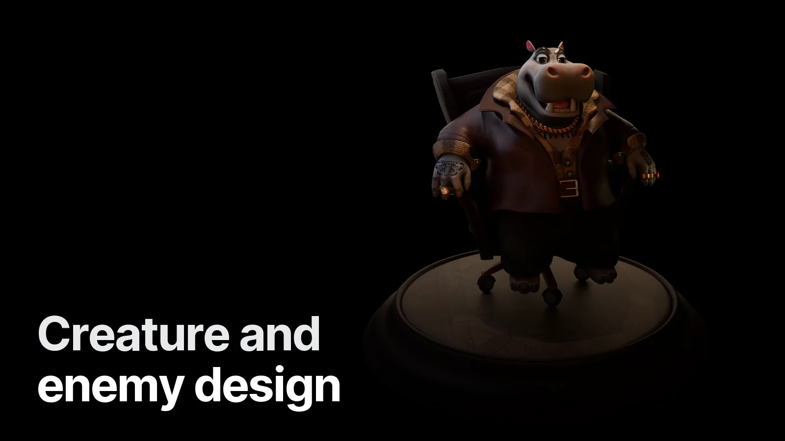 An alternate view of the Mafia Hippo stylised 3D character