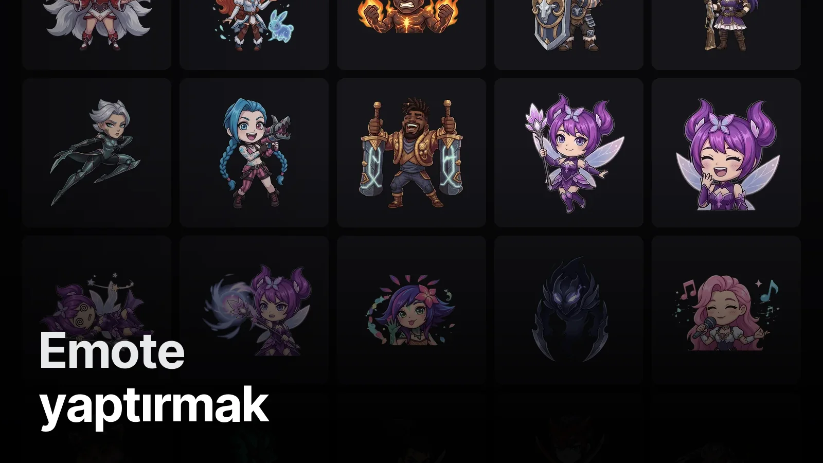 NewChampionX için çizilen chibi League of Legends şampiyon emote'ları