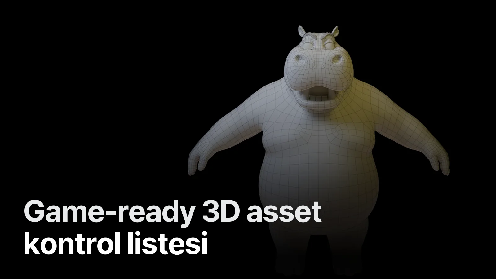 Mafya Hipopotam — game-ready 3D karakterin wireframe görünümü