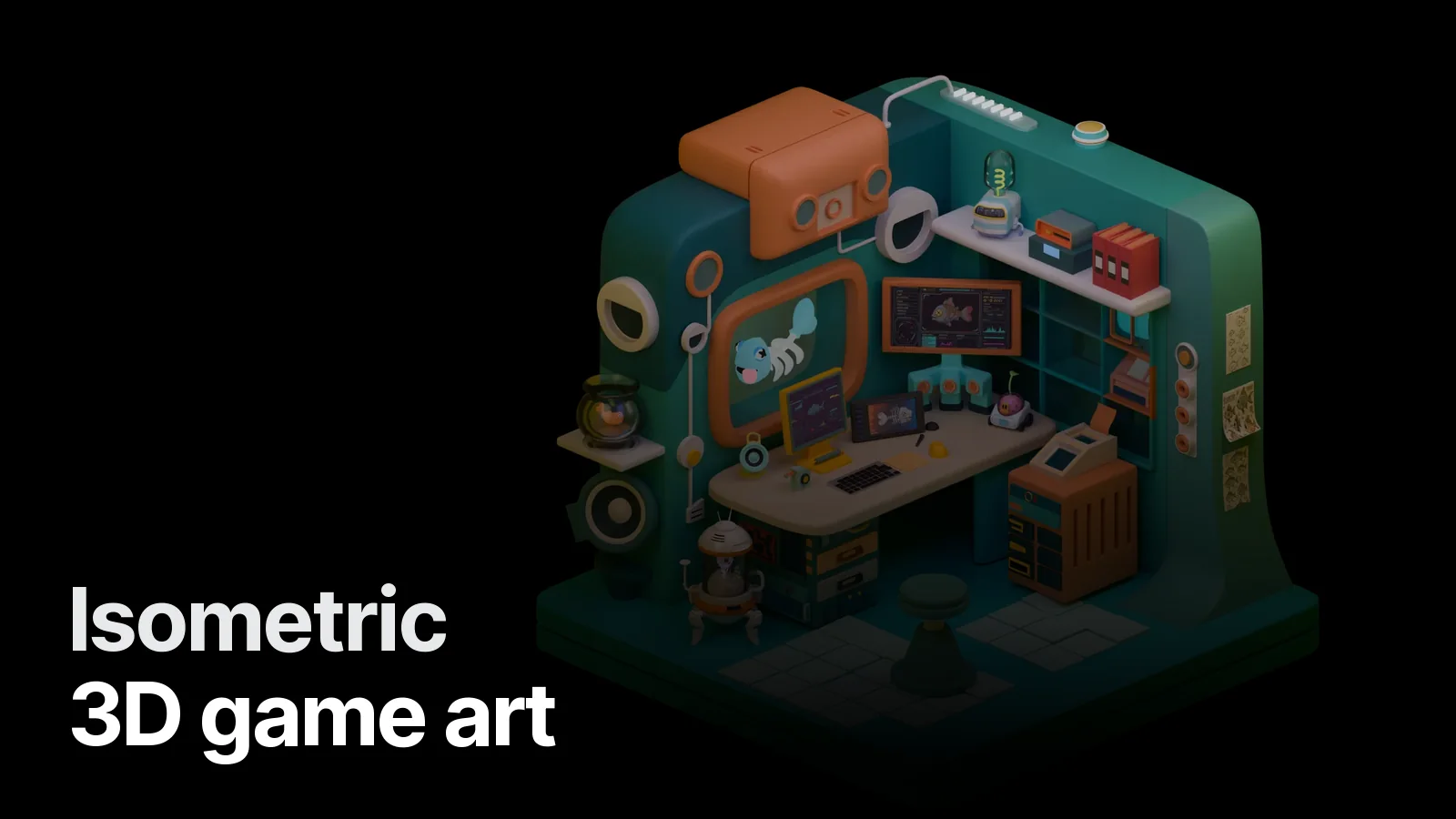 Isometric sci-fi room — stylised 3D game environment