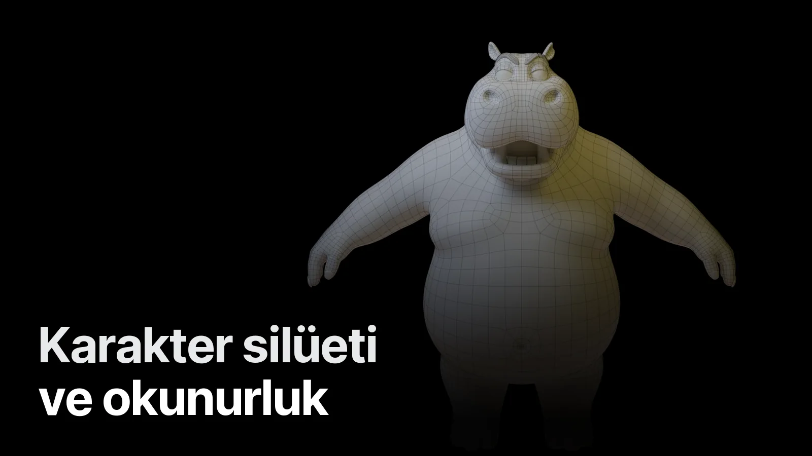 Mafya Hipopotam karakterinin wireframe görünümü