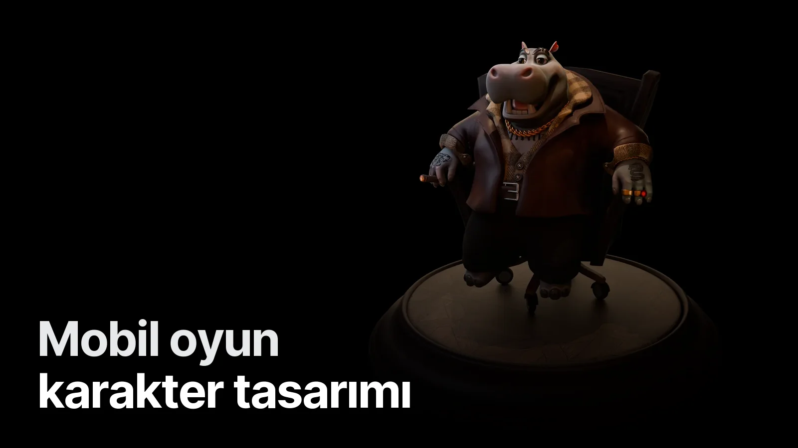 Mafya Hipopotam — düşük poly'ye uygun temiz topolojili stilize 3D oyun karakteri