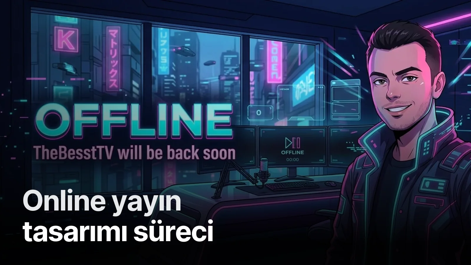 TheBesstTV neon şehir offline ekranı