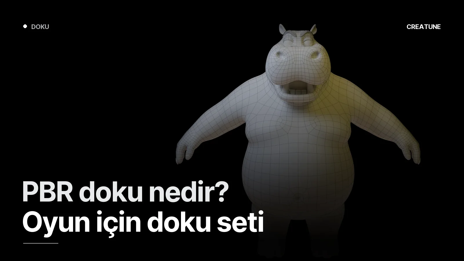 Mafya Hipopotam — wireframe görünümü, temiz topoloji ve PBR doku