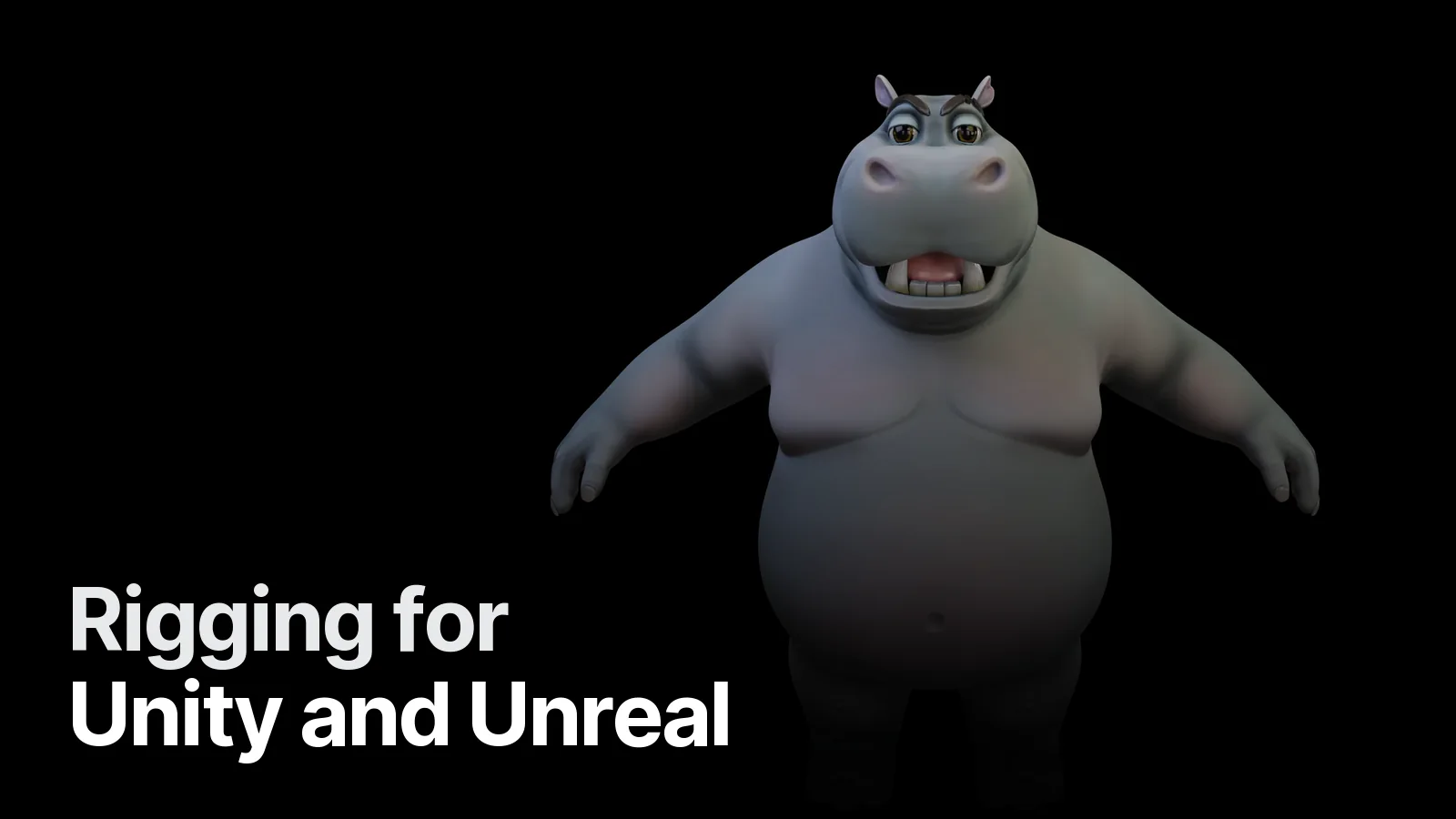 Mafia Hippo — game character wireframe and rig view