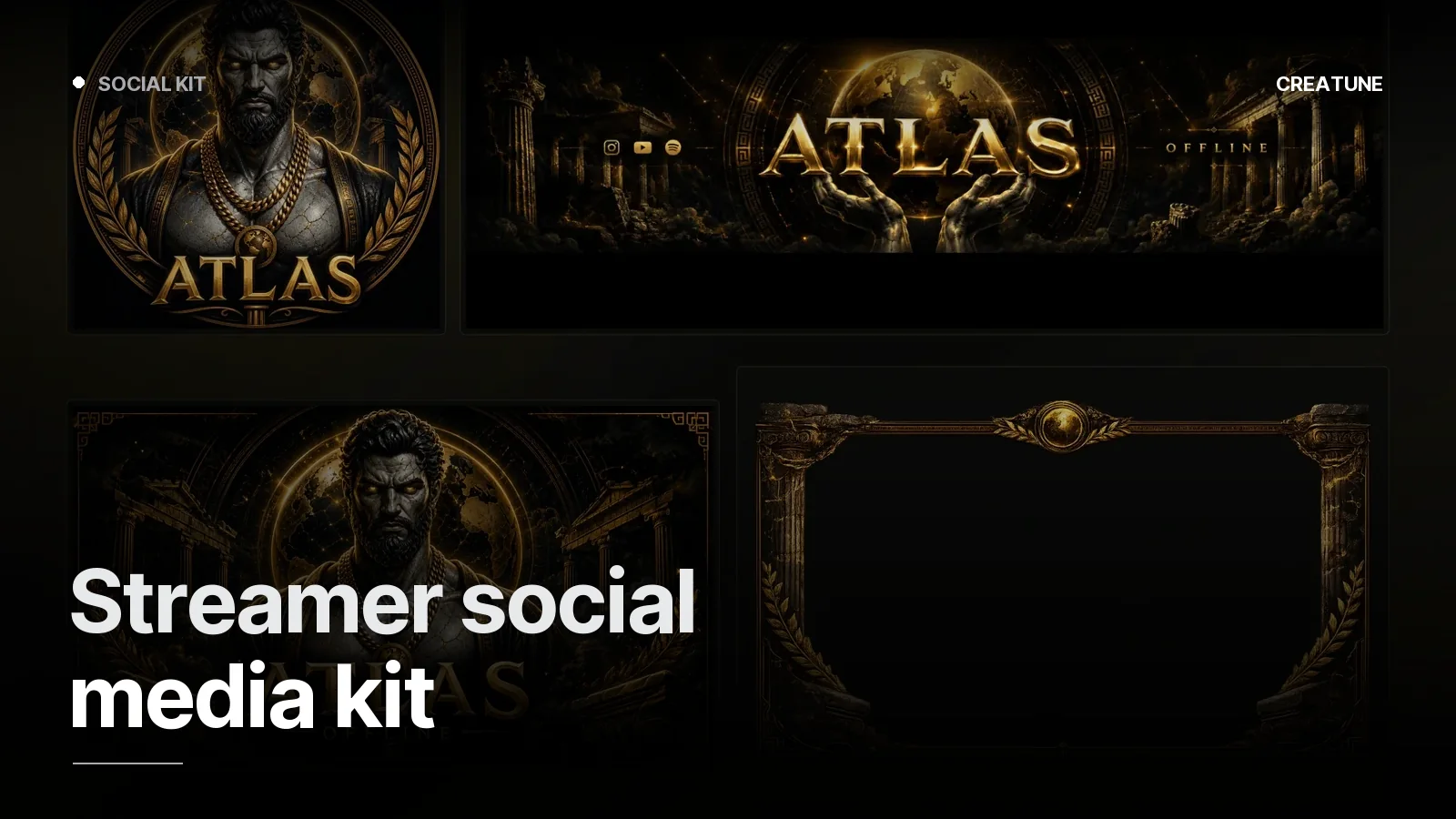 Channel identity for Atlas built on antique-statue aesthetics