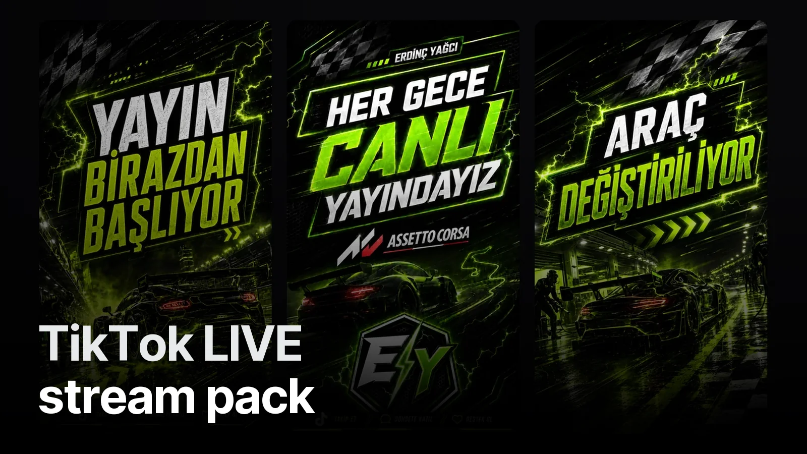 Erdinç Yağcı TikTok LIVE pack: three vertical screens