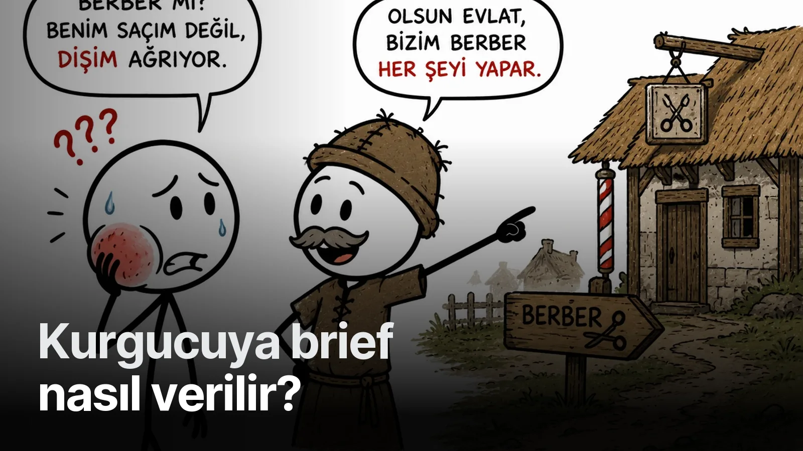 Ortaçağ'da diş çekimi stickman bölümünden berber dükkânı sahnesi