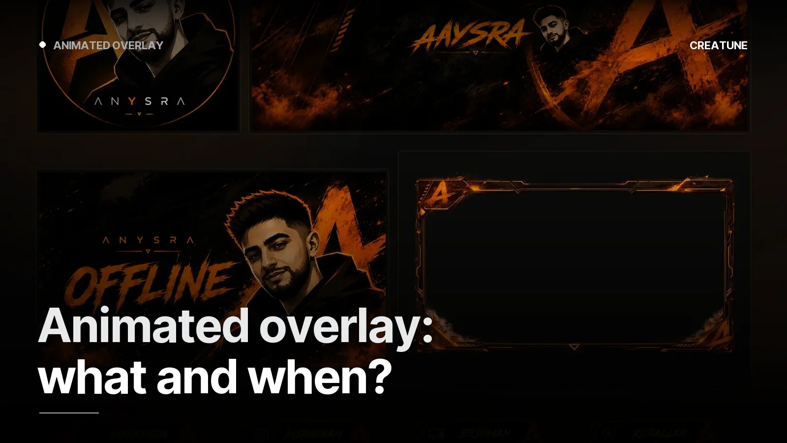 Minimal logo and fire-orange Twitch overlay for Anysra